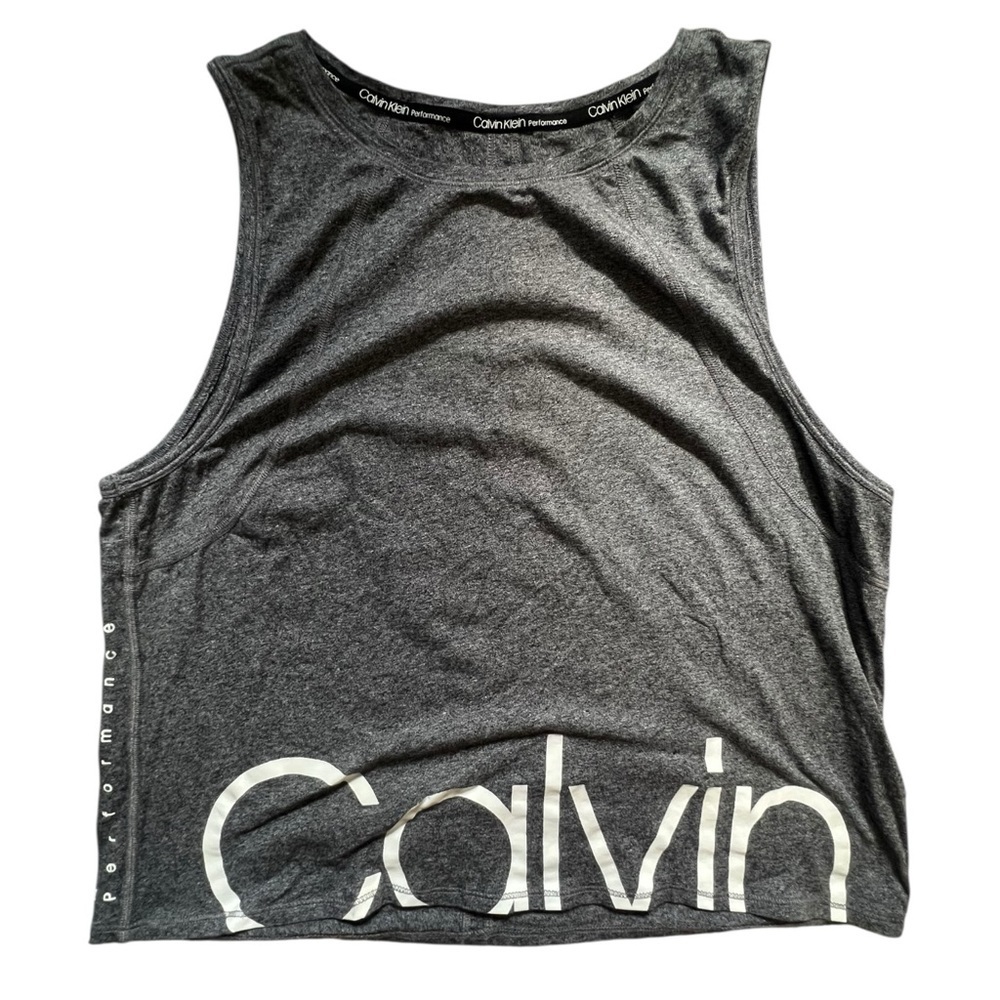Calvin Klein Charcoal Sleeveless Open Back Top Like New! L